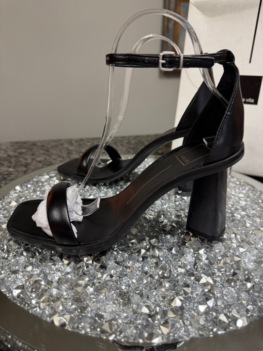 Dolce Vita Black Square-Toe Ankle-Strap Block Heels NEW 8 - Picture 5 of 13